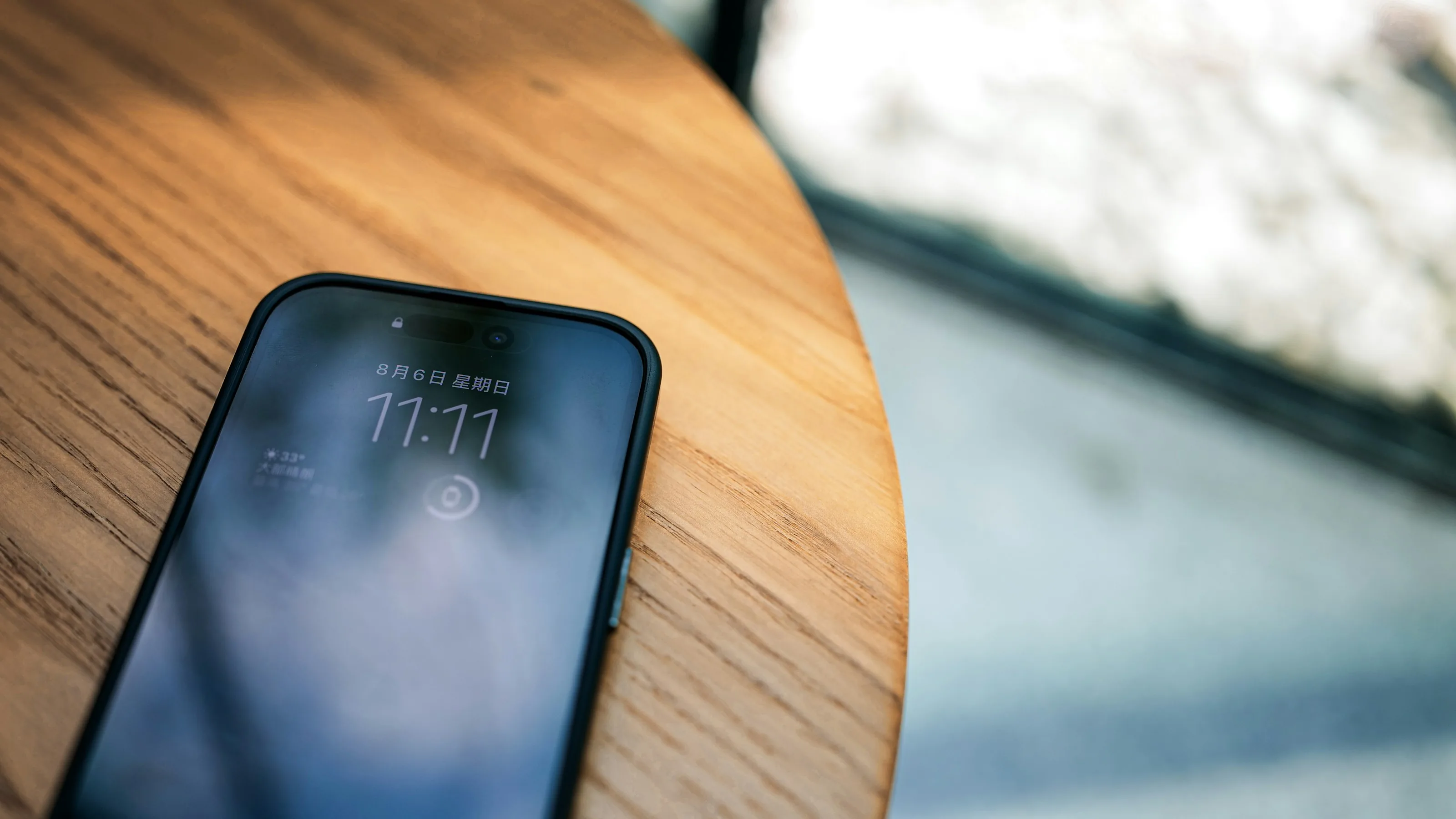A smartphone lying face up on a table